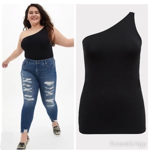 Torrid one shoulder tank top black